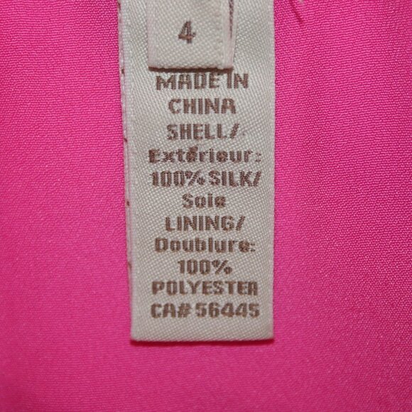 J Crew Top Sz 4 Pink Collared Half Buttons Sleeveless Lined 100% Silk Poly Top - Picture 10 of 10